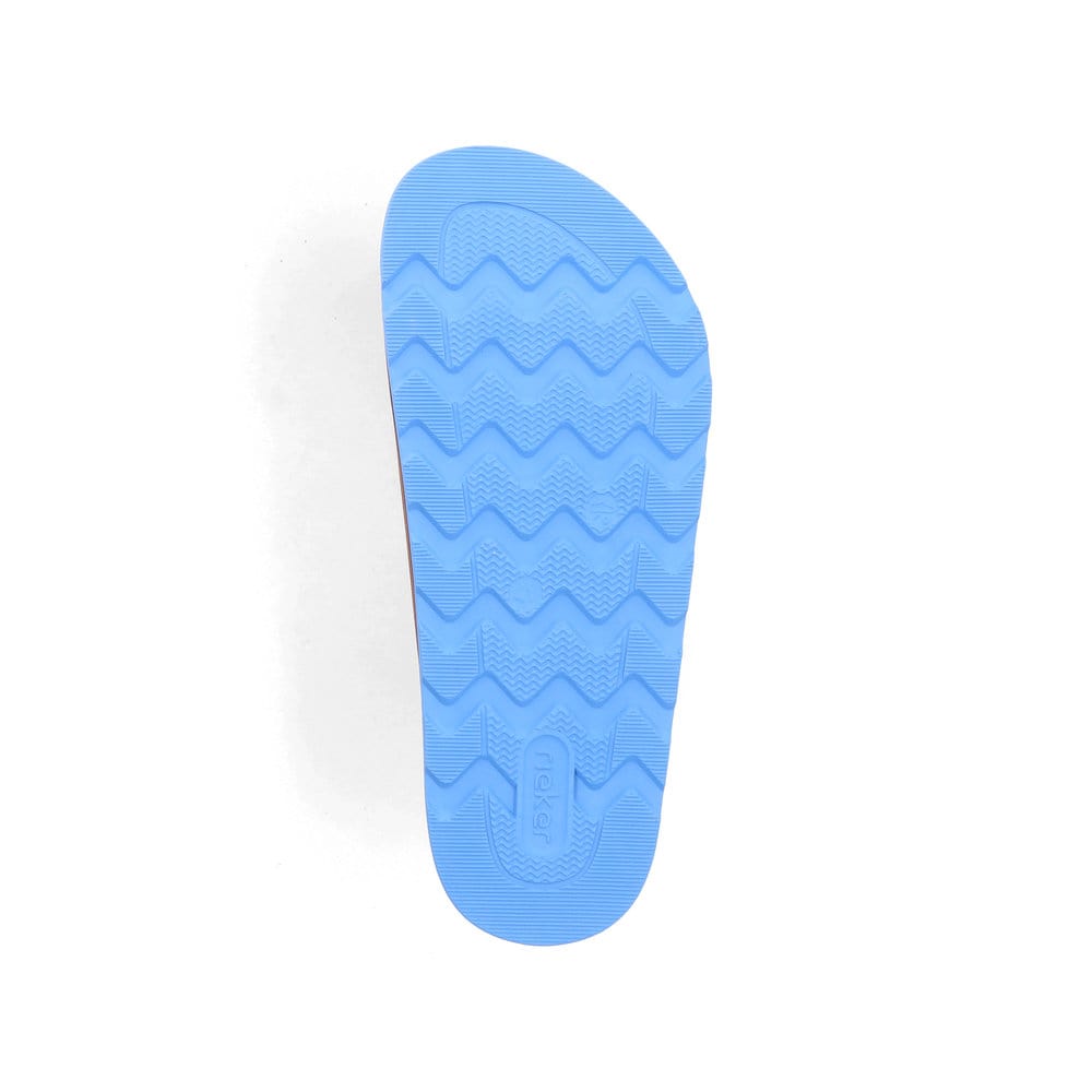 Braune Rieker Herren Pantoletten 21190-28 aus Rauleder mit farbiger Sohle. Schuh Laufsohle.