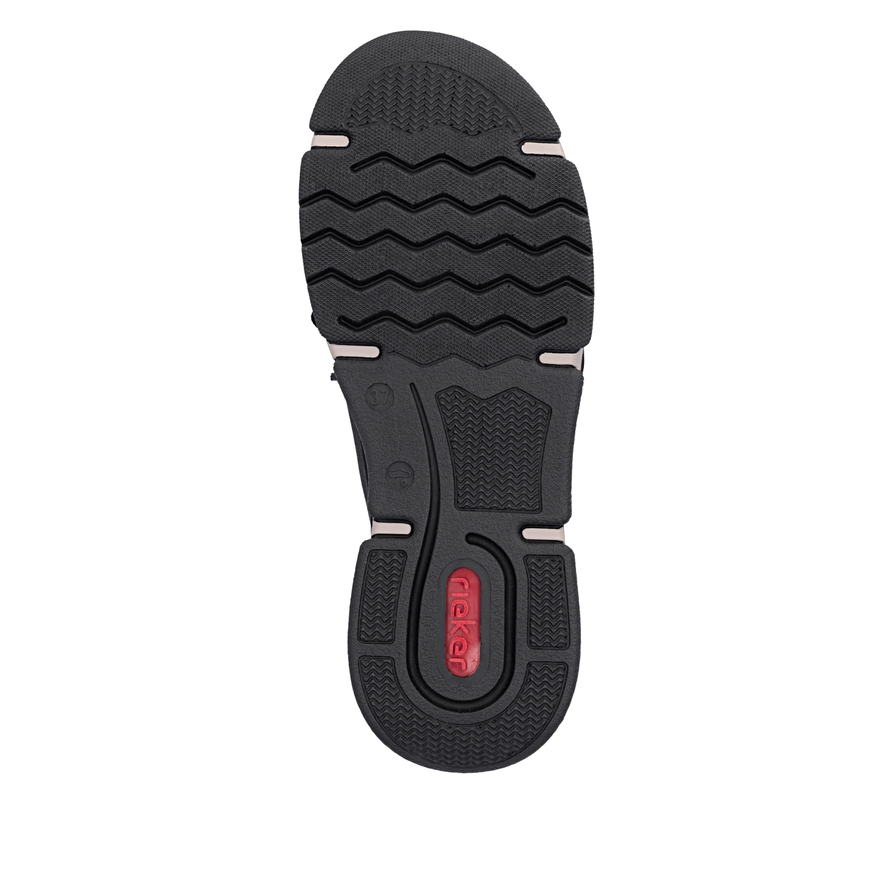 Schwarze Rieker Damen Slipper 45976-00 aus Rauleder. Schuh Laufsohle.