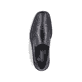 Schwarze Rieker Herren Slipper B0873-00 mit Elastikeinsatz sowie Extraweite H. Schuh Außenseite gespiegelt.