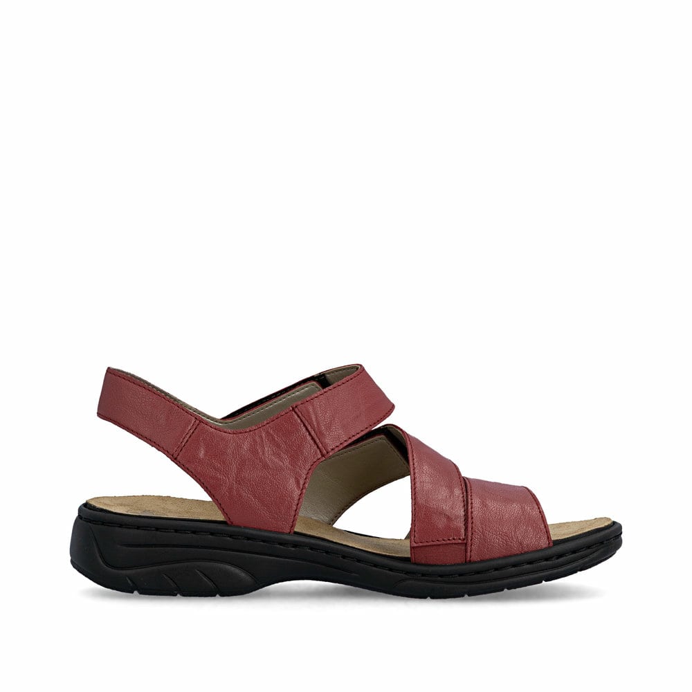 Rote Rieker Damen Riemchensandalen 64573-33 mit einem Klettverschluss. Schuh Innenseite.