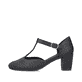 Schwarze Rieker Pumps 41087-00 mit Schnalle sowie extra weicher Decksohle. Schuh Außenseite.