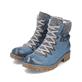 
Ozeanblaue Rieker Damen Schnürstiefel Y9131-14 mit Schnürung und Reißverschluss. Schuh seitlich schräg