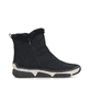 Schwarze Rieker Damen Kurzstiefel 45966-01 mit trendiger Schnalle. Schuh Innenseite.