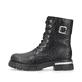 
Nachtschwarze Rieker Damen Biker Boots Z9133-00 mit Schnürung und Reißverschluss. Schuh Außenseite