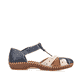 Blaue Rieker Damen Riemchensandalen M1655-14, Barfußschuhe mit Klettverschluss. Schuh Innenseite.