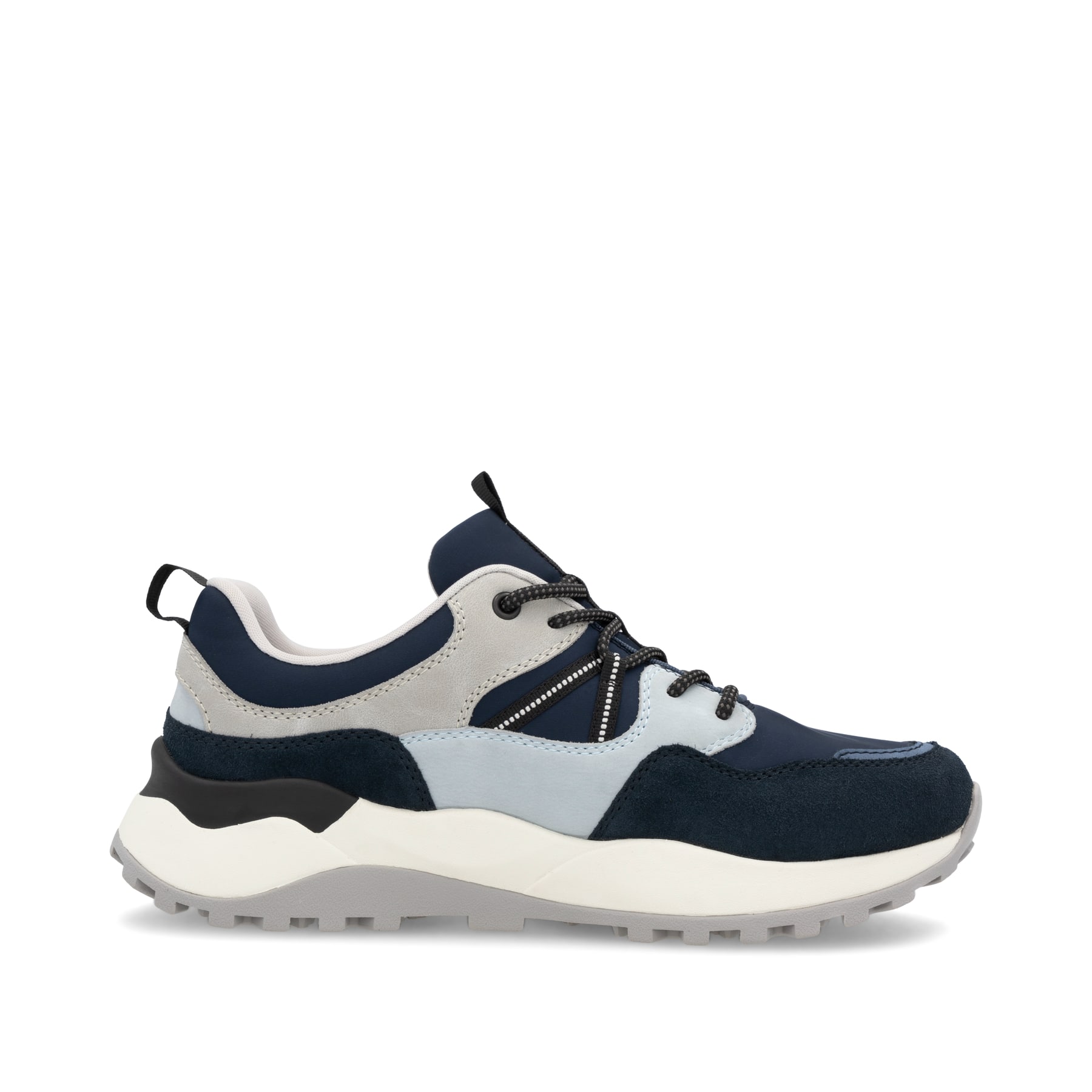 Blaue Rieker Herren Sneaker Low U1301-14 mit Schnürung sowie flexibler Sohle. Schuh Innenseite.