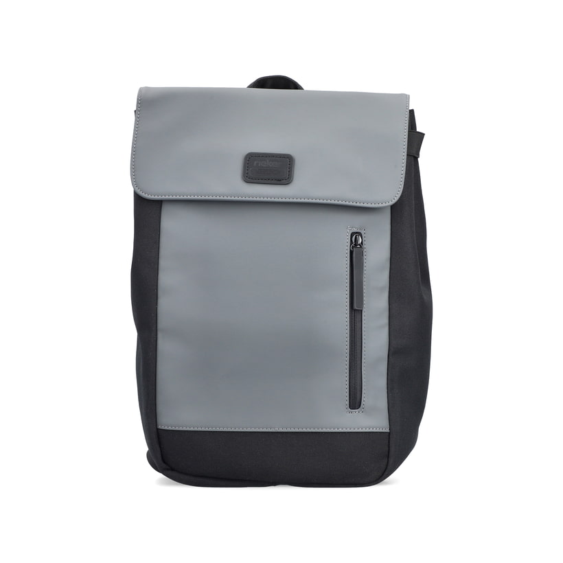 Sac à dos Rieker H5100-42 en gris avec fermeture velcro et compartiment rembourré pour ordinateur portable. Face avant.
