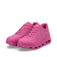 Rosane vegane Rieker Damen Sneaker Low N5202-31 mit einer Schnürung. Schuhpaar seitlich schräg.
