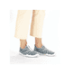 Blaue vegane Rieker Damen Slipper 45260-10, Barfußschuhe mit einem Gummizug. Schuh am Fuß.