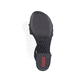 Asphaltschwarze Rieker Riemchensandaletten 64653-00 mit einer Schnalle. Schuh Laufsohle.