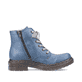 Himmelblaue Rieker Damen Schnürstiefel 78240-14 mit einer robusten Profilsohle. Schuh Innenseite