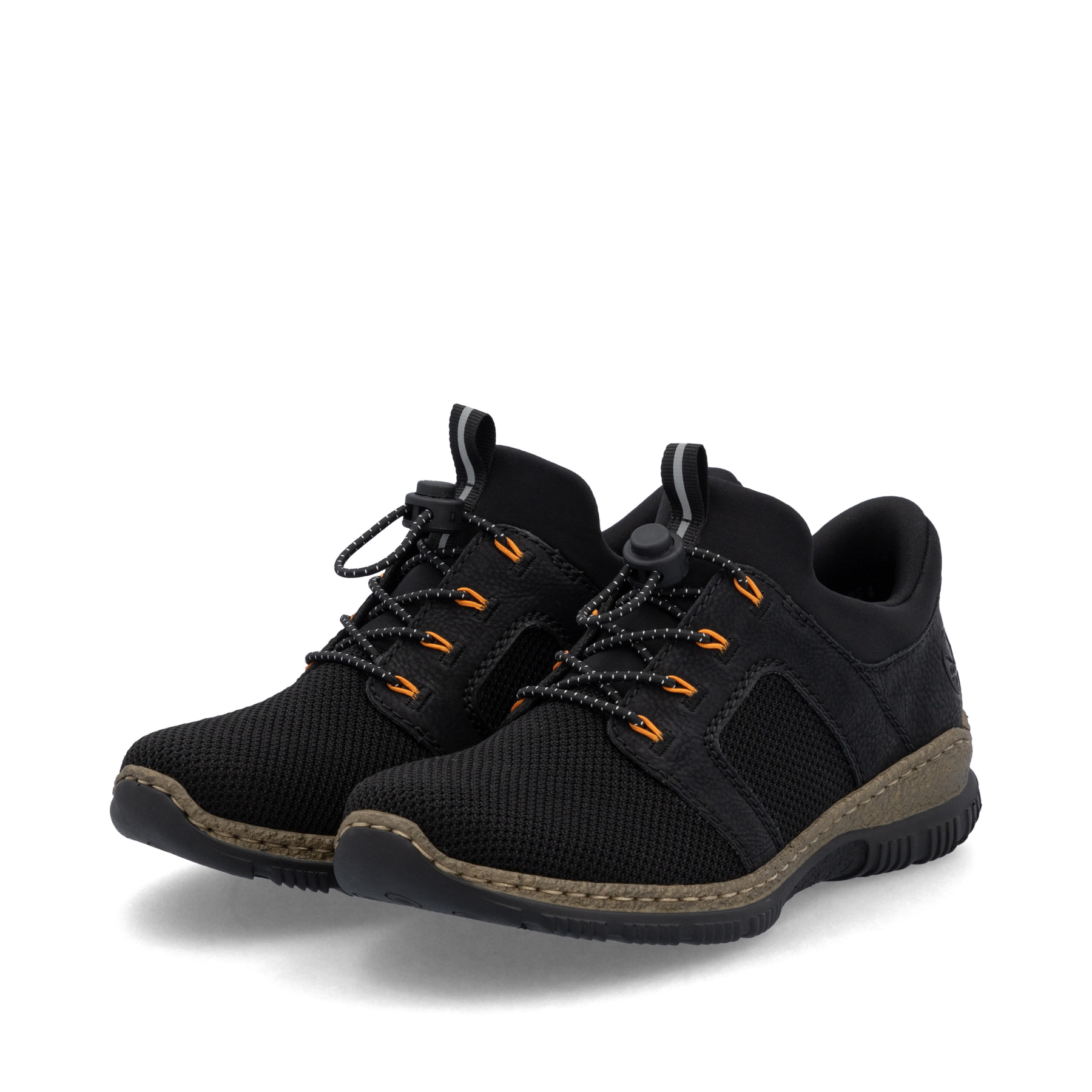 Mocassins Rieker noirs pour femme N32G4-00 avec fonction easy in Ready2GO. Chaussures inclinées sur le côté.