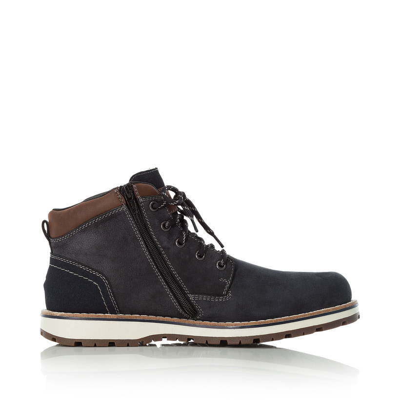 Pazifikblaue Rieker Herren Schnürstiefel F8410-16 mit einer robusten Profilsohle. Schuh Innenseite