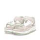 Mehrfarbige Rieker Damen Riemchensandalen W3051-90 mit einem Klettverschluss. Schuhpaar seitlich schräg.