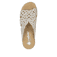 Beige Rieker Damen Pantoletten V0689-63 mit Strasssteinen. Schuh von oben.