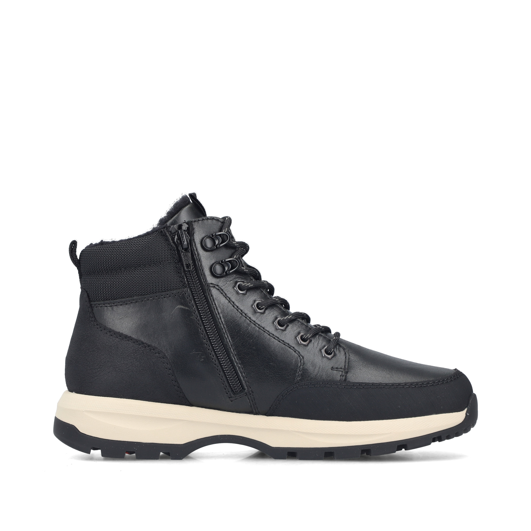 Schwarze Rieker Herren Schnürstiefel U1674-00 aus Glattleder. Schuh Innenseite.
