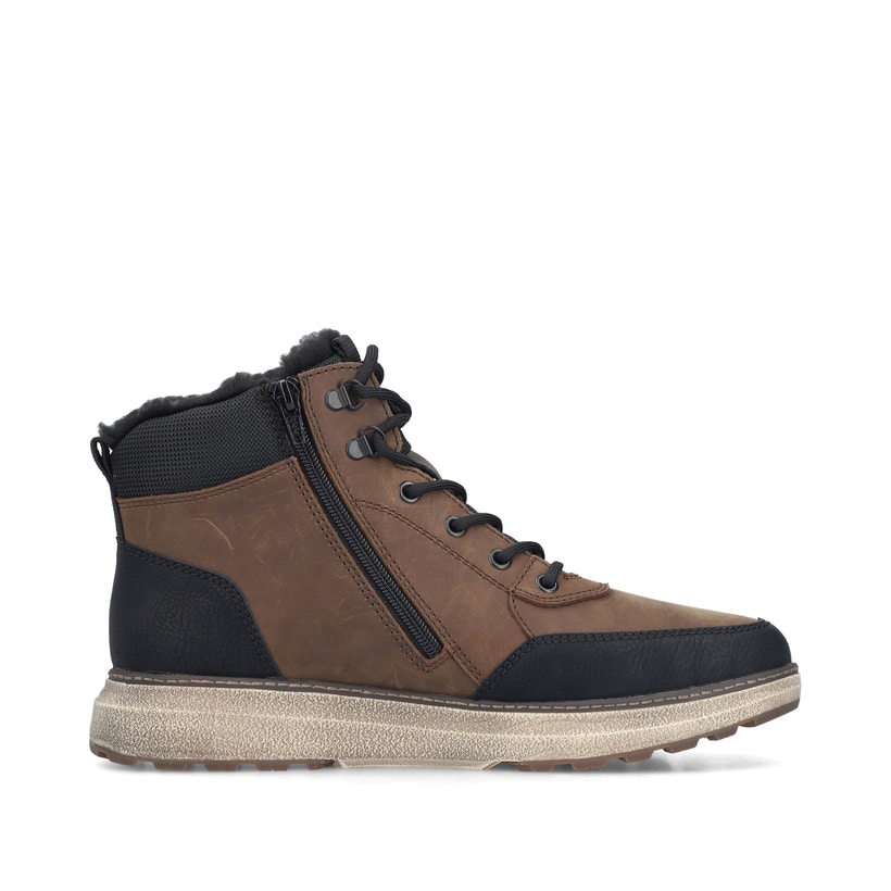 Braun-schwarze Rieker Herren Sneaker High B5546-26 aus Rauleder. Schuh Innenseite.