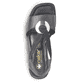 Schwarze Rieker Riemchensandaletten 62662-01 mit einem Gummizug. Schuh von oben.