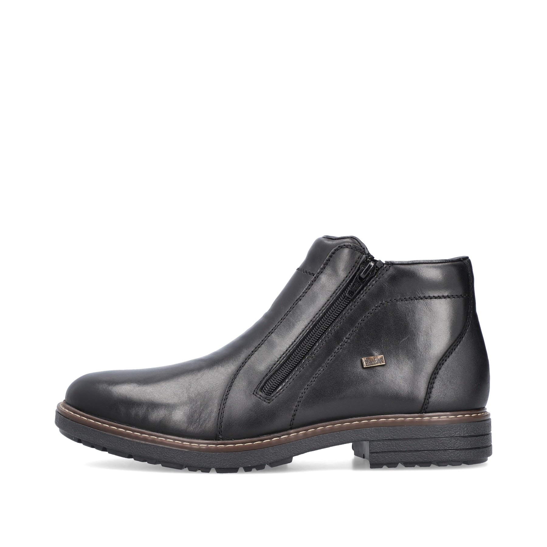 Schwarze Rieker Herren Kurzstiefel 33160-00 aus Glattleder. Schuh Außenseite.