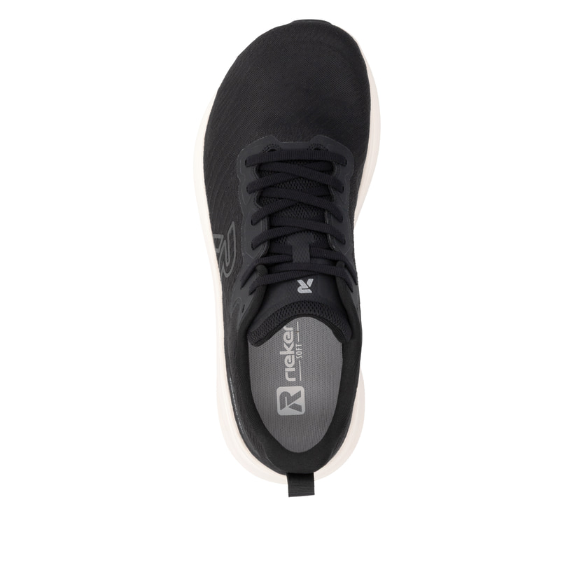 Schwarze Rieker Sport Herren Sneaker Low U4301-01. Schuh von oben.