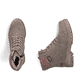Hellgrüne Rieker Damen Schnürstiefel Y7621-54 mit Strick-Kragen. Schuh von oben, liegend.