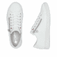 Baskets basses Rieker blanches pour femme N0900-81 en cuir lisse. Chaussure vue de dessus, couchée.