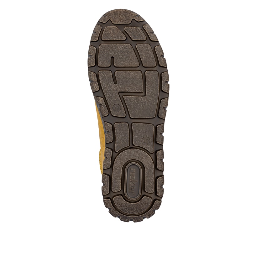 Gelbe Rieker Damen Schnürstiefel N1305-68 aus Glattleder. Schuh Laufsohle.