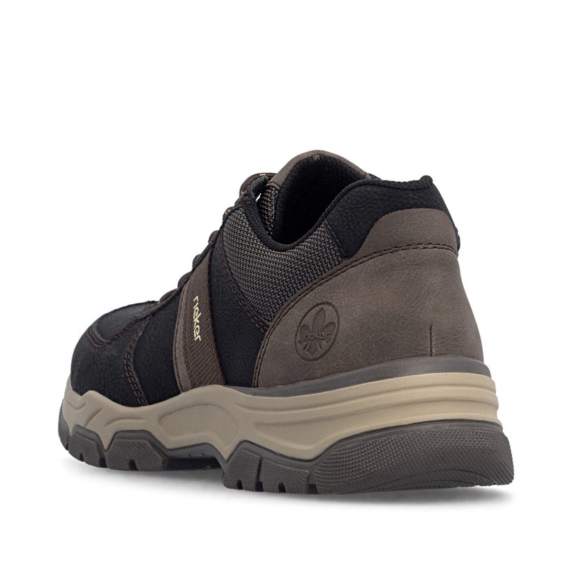 Chaussures à lacets Rieker noires hommes 11211-02 avec largeur H. Chaussure vue de l'arrière.