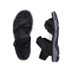 Schwarze Rieker Damen Trekkingsandalen 68852-00 mit einem Klettverschluss. Schuh von oben, liegend.