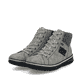 Graue Rieker Damen Schnürstiefel Z4230-40 mit wasserabweisender TEX-Membran. Schuhpaar seitlich schräg.