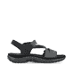 Schwarze vegane Rieker Damen Trekkingsandalen 64870-00 mit einem Klettverschluss. Schuh Innenseite.