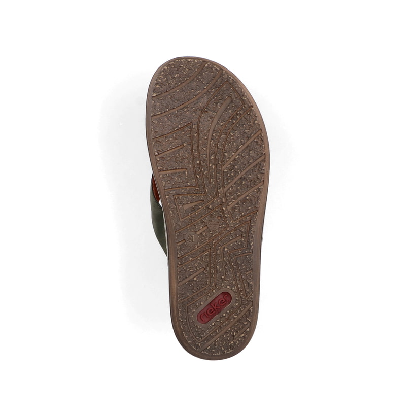 Grüne Rieker Herren Zehentrenner 21043-54 mit der Komfortweite G. Schuh Laufsohle.