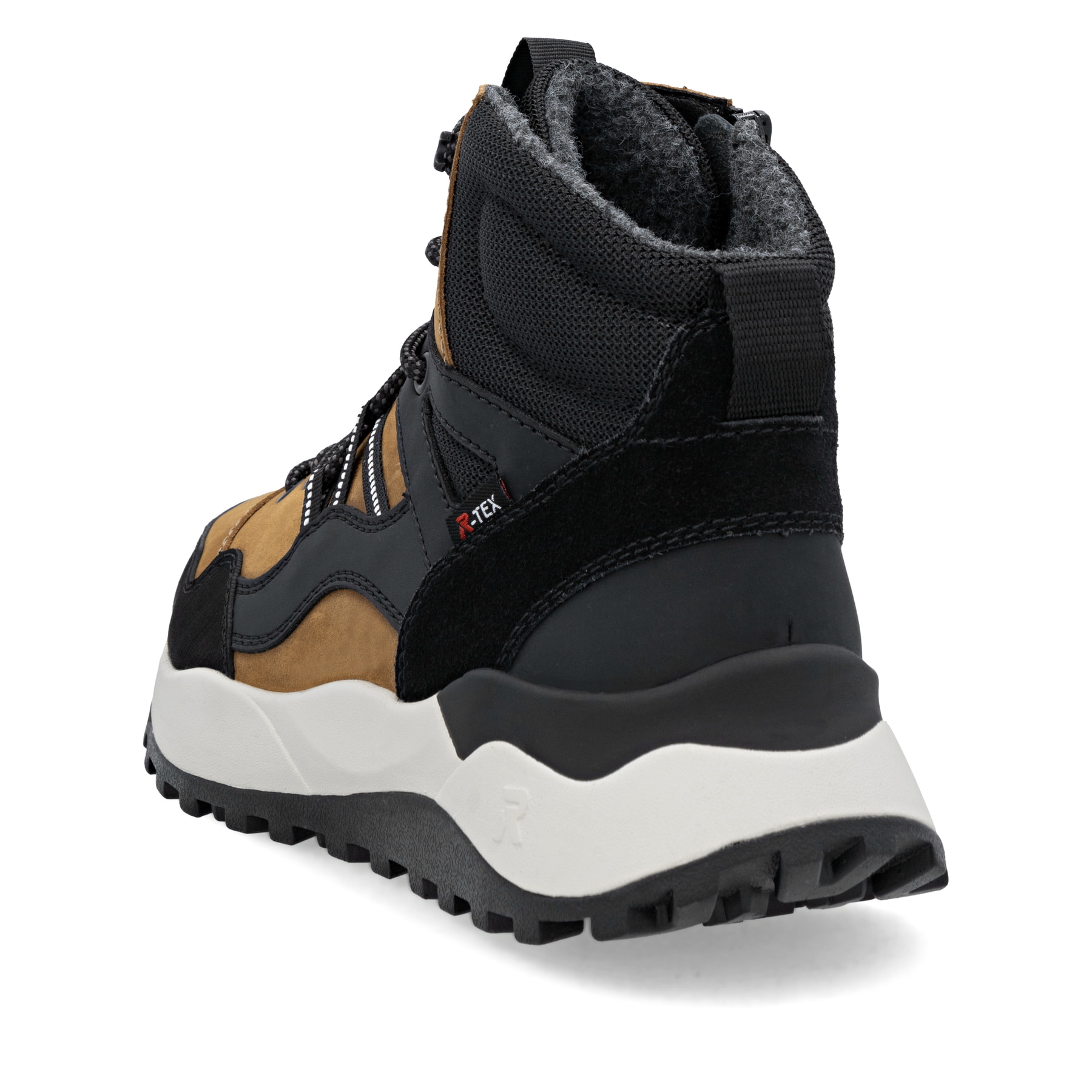 Bottes à lacets Rieker jaunes pour homme U1370-68 avec membrane RiekerTEX. Chaussure vue de l'arrière.