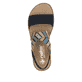 Blaue Rieker Keilsandaletten V4551-14 mit Gummizug sowie sehr leichter Sohle. Schuh von oben.