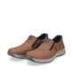 
Holzbraune Rieker Herren Slipper 14362-24 mit einer schockabsorbierenden Sohle. Schuhpaar schräg.