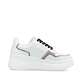 Weiße Rieker Damen Sneaker Low M7813-80 mit modernen Ziernähten sowie Schnürung. Schuh Innenseite.