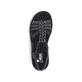 Schwarze Rieker Damen Riemchensandalen 60809-00 mit einem Gummizug. Schuh von oben.
