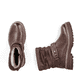 Braune Rieker Damen Biker Boots 93062-25 mit Reißverschluss sowie leichter Sohle. Schuh von oben, liegend.