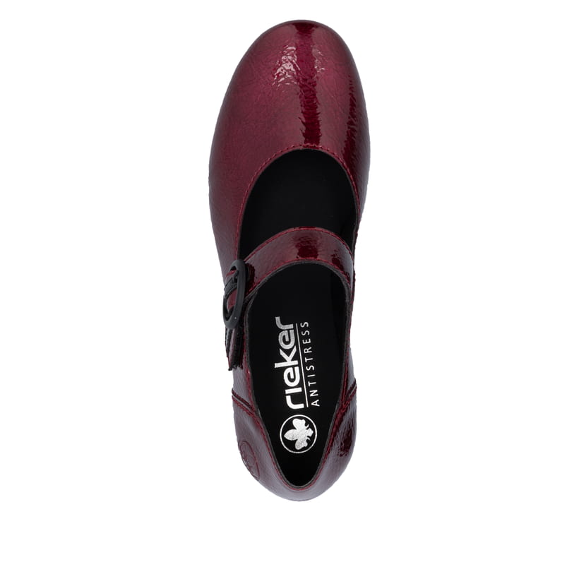 Escarpins Rieker rouges pour femme 41756-33 avec boucle. Semelle extérieure de la chaussure.