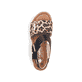 Schwarze Rieker Damen Riemchensandalen V4181-00 mit angesagtem Animal-Print. Schuh von oben.