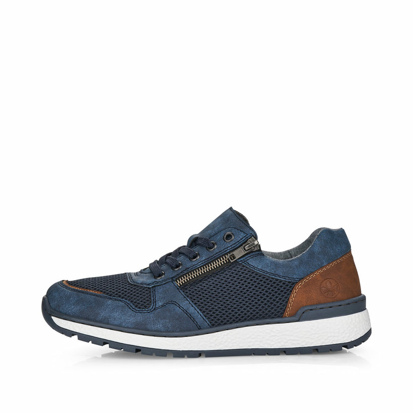 Blaue Rieker Herren Sneaker Low B9006-14 mit Reißverschluss sowie Extraweite H. Schuh Außenseite.