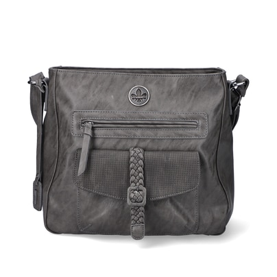 Rieker Damen Handtasche H1340-42 in Anthrazit aus Kunstleder mit Reißverschluss. Handtasche Vorderseite.