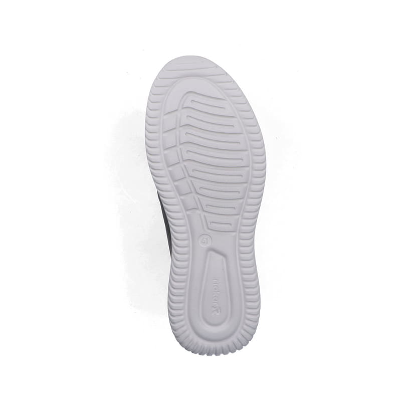 Mocassins Rieker gris pour homme B9643-42 avec bande élastique. Semelle extérieure de la chaussure.