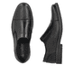 Mocassins Rieker noirs hommes 13950-00 en cuir lisse avec bande élastique. Chaussure vue de dessus, couchée.
