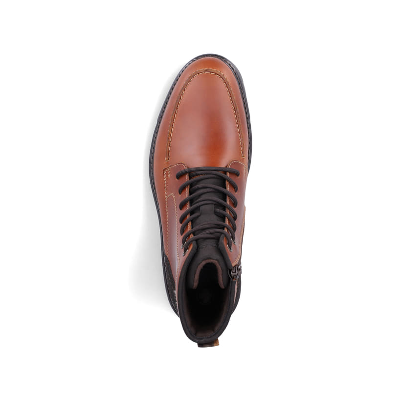 Braune Rieker Herren Schnürstiefel F2710-25 aus Glattleder. Schuh von oben.