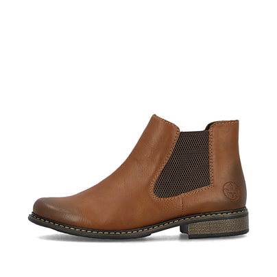 
Nougatbraune Rieker Damen Chelsea Boots Z4994-24 mit einer schockabsorbierenden Sohle. Schuh Außenseite