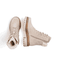 
Sandbeige Rieker Damen Schnürstiefel 75630-62 mit einer schockabsorbierenden Sohle. Schuhpaar von oben.