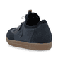 Blaue Rieker Damen Slipper L9750-14 mit Gummizug sowie gepolsterter Einlegesohle. Schuh von hinten.