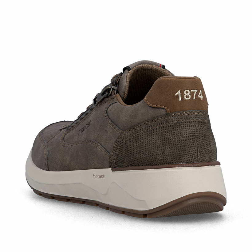 Beige Rieker Herren Sneaker Low 11504-64 mit Reißverschluss sowie Extraweite H. Schuh von hinten.
