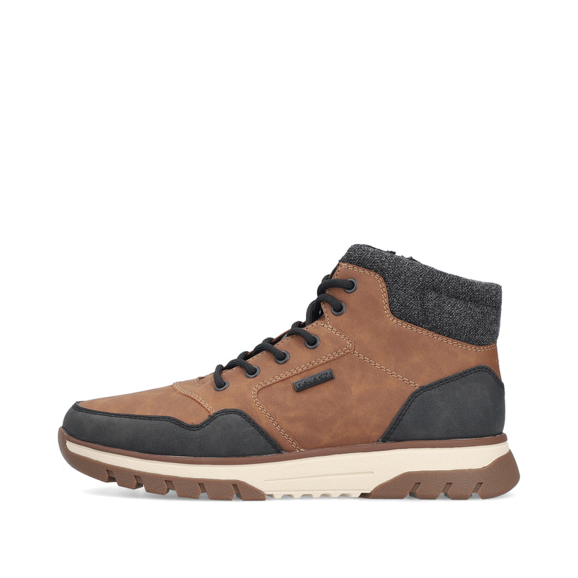 Braune Rieker Herren Schnürstiefel B9340-24 mit wasserabweisender TEX-Membran. Schuh Außenseite.